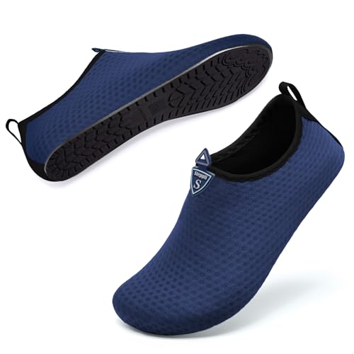 Steppli Badeschuhe Wasserschuhe Strandschuhe Schnell Trocknend Schwimmschuhe Breathable für Herren Damen Blau Schneeflocken EU40 von Steppli