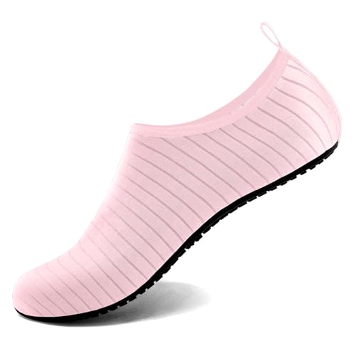Steppli Badeschuhe Wasserschuhe Strandschuhe Schwimmschuhe Breathable Aquaschuhe Surfschuhe für Herren Damen Streifen Rosa EU40 von Steppli
