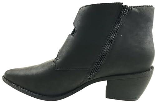 Steptoes Modische Cowboy-Western-Stiefeletten für Damen, Schnallendetail, seitlicher Reißverschluss, Blockabsatz, Größe 36-43, Schwarz , 37 EU von Steptoes