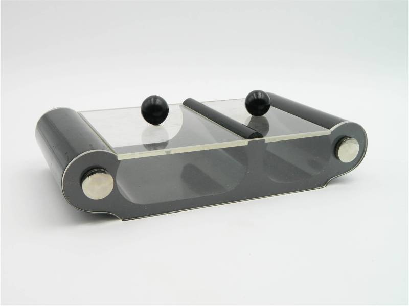 50Er Jahre Acryl Glas Holz Dose Mit Zwei Deckel Für Schmuckstücke von StereogramVintage