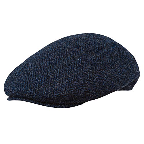 Sterkowski Alex Harris Tweed Mütze Herren | Harris Tweed Schiebermütze Herren Winter | Gatsby Mütze Herren Schirmmütze Männer Flat Cap Men Winter Kappe Herren Schiebermütze Herren Tweed 57 cm Blau von Sterkowski