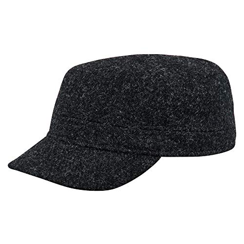 Sterkowski Big Pike Mütze | Harris Tweed Schiebermütze für Herren | Schirmmütze Herren Trucker Cap Basecap Herren wintermütze Herren Tactical Cap Army Cap Herren 62 cm Dunkelgrau/Graumeliert von Sterkowski