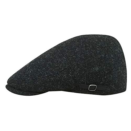 Sterkowski Derby Flatcap | Harris Tweed Schiebermütze für Herren und Frauen | schirmmützen für Herren Flatcap Herren Winter schiebermützen für männer Gatsby mütze Herren 55 cm Dunkelgrau von Sterkowski