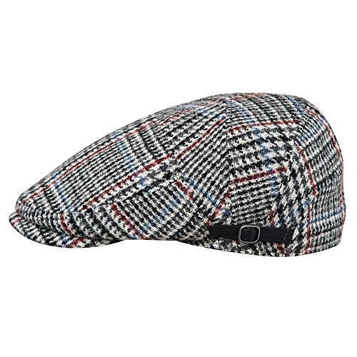 Sterkowski Derby Flatcap | Harris Tweed Schiebermütze für Herren und Frauen | schirmmützen für Herren Flatcap Herren Winter schiebermützen für männer Gatsby mütze Herren 62 cm Weiss/Schwarz von Sterkowski