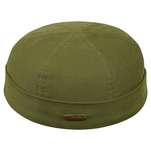 Sterkowski Docker Docker Mütze Herren | Baumwolle Dockermütze Herren Winter | Docker Cap Winter Mütze Ohne Schirm Biker Cap Herren Dockers Cap Herren Damenmütze Olivgrün 65 cm von Sterkowski