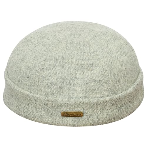 Sterkowski Docker Mütze | Harris Tweed Beanie Kappe für Herren und Frauen | Docker Cap Leon der Profi Beanie Herren Fahrrad Mütze Kapitänsmütze Herren Wintermütze Herren Hellgraumeliert 60 cm von Sterkowski