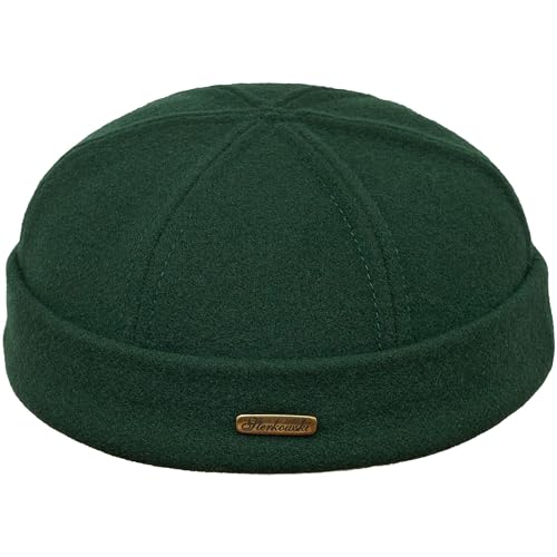 Sterkowski Docker Mütze | Wolle Beanie Kappe für Herren und Frauen | Docker Cap Leon der Profi Beanie Herren Fahrrad Mütze Kapitänsmütze Herren Wintermütze Herren Outdoor Hut 55 cm Dunkelgrün von Sterkowski