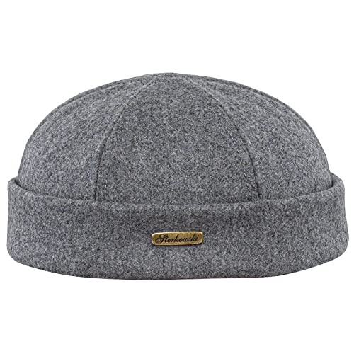 Sterkowski Docker Mütze | Wolle Beanie Kappe für Herren und Frauen | Docker Cap Leon der Profi Beanie Herren Fahrrad Mütze Kapitänsmütze Herren Wintermütze Herren Outdoor Hut 55 cm Grau von Sterkowski