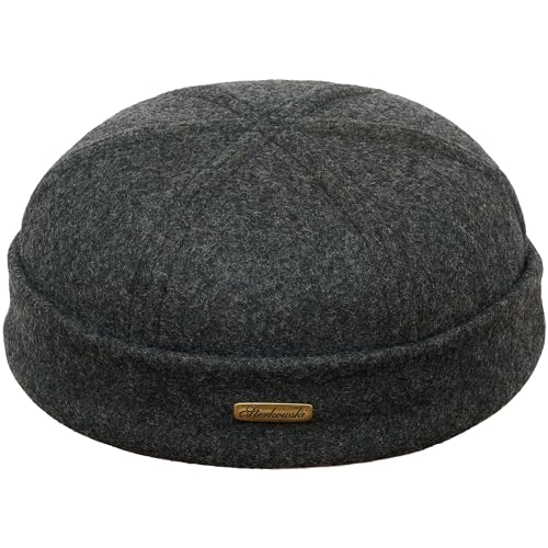 Sterkowski Docker Mütze | Wolle Beanie Kappe für Herren und Frauen | Docker Cap Leon der Profi Beanie Herren Fahrrad Mütze Kapitänsmütze Herren Wintermütze Herren Outdoor Hut 61 cm Dunkelgrau von Sterkowski