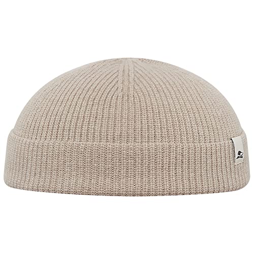 Sterkowski Duke Strickmütze | Merinowolle und Recyceltem Kaschmir Beanie für Herren und Frauen | Rippenrand Stil Wintermütze Herren Beanie Mütze Herren Fisherman Beanie 54-62 cm Beige von Sterkowski