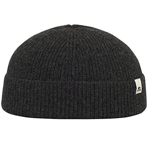 Sterkowski Duke Strickmütze | Merinowolle und Recyceltem Kaschmir Beanie für Herren und Frauen | Rippenrand Stil Wintermütze Herren Beanie Mütze Herren Fisherman Beanie 54-62 cm Grau von Sterkowski