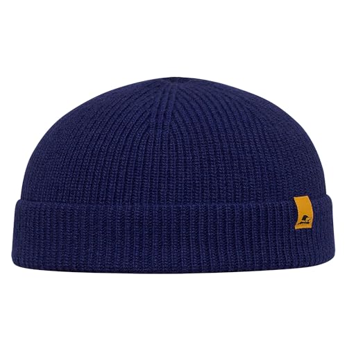 Sterkowski Duke Strickmütze | Merinowolle und Recyceltem Kaschmir Beanie für Herren und Frauen | Rippenrand Stil Wintermütze Herren Beanie Mütze Herren Fisherman Beanie 54-62 cm Marineblau von Sterkowski