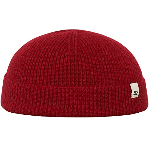 Sterkowski Duke Strickmütze | Merinowolle und Recyceltem Kaschmir Beanie für Herren und Frauen | Rippenrand Stil Wintermütze Herren Beanie Mütze Herren Fisherman Beanie 54-62 cm Rot von Sterkowski