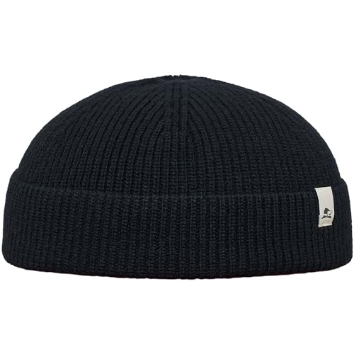 Sterkowski Duke Strickmütze | Merinowolle und Recyceltem Kaschmir Beanie für Herren und Frauen | Rippenrand Stil Wintermütze Herren Beanie Mütze Herren Fisherman Beanie 54-62 cm Schwarz von Sterkowski