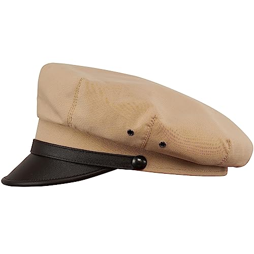 Sterkowski Elvis Mottorradmütze | Baumwolle Vintage Biker für Frauen und Männer | Sonnenhut Herren schiebermütze Herren Cap Herren Military Cap Herren Visor Cap Damen 59 cm Beige/Braun von Sterkowski