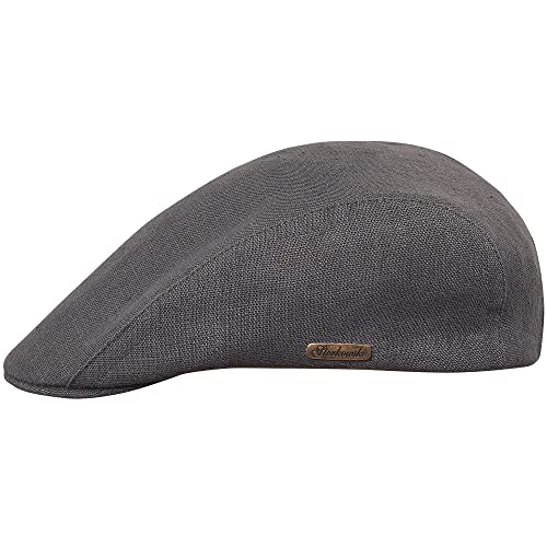 Sterkowski Gecko Schiebermütze Sommer | 100% Leinen Mütze Herren Und Damen | Italienische Peaky Style Lässige Retro Gentleman Gatsby Flatcap Sonnenhut Trendmütze Golf Cap Mittelgrau 54 von Sterkowski