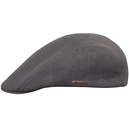 Sterkowski Gecko Schiebermütze Herren Sommer | 100% Leinen Mütze Herren Und Damen | Herren Cap Elegante Herrenmütze Lässige Herrenmütze Outdoor Hut Herren Gentleman Hut 57 cm Mittelgrau von Sterkowski