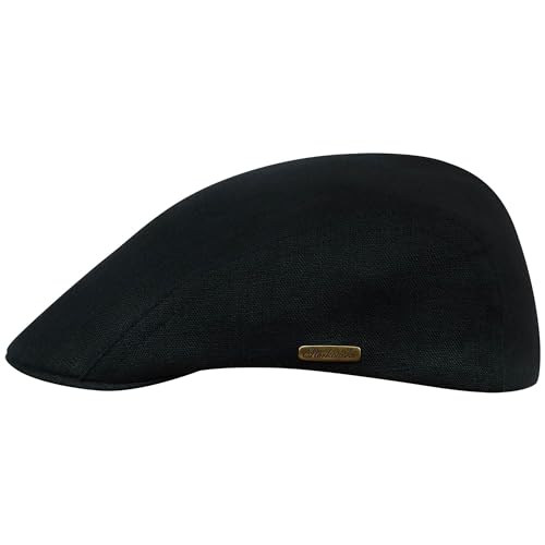 Sterkowski Gecko Schiebermütze Herren Sommer | 100% Leinen Mütze Herren Und Damen | Herren Cap Elegante Herrenmütze Lässige Herrenmütze Outdoor Hut Herren Gentleman Hut 57 cm Schwarz von Sterkowski