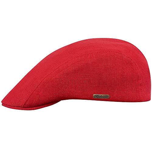 Sterkowski Gecko Schiebermütze Sommer | 100% Leinen Mütze Herren Und Damen | Vintage Kappe Retro Urbane Trendmütze Golf Cap Stoffmütze Klassische Elegante Sommermütze 60 cm Rot von Sterkowski