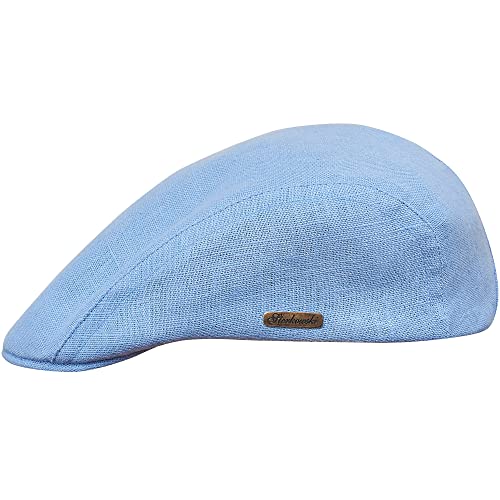 Sterkowski Gecko Schiebermütze Sommer | 100% Leinen Mütze Herren Und Damen | Italienische Peaky Style Lässige Retro Gentleman Gatsby Flatcap Sonnenhut Trendmütze Golf Cap Hellblau 58 von Sterkowski