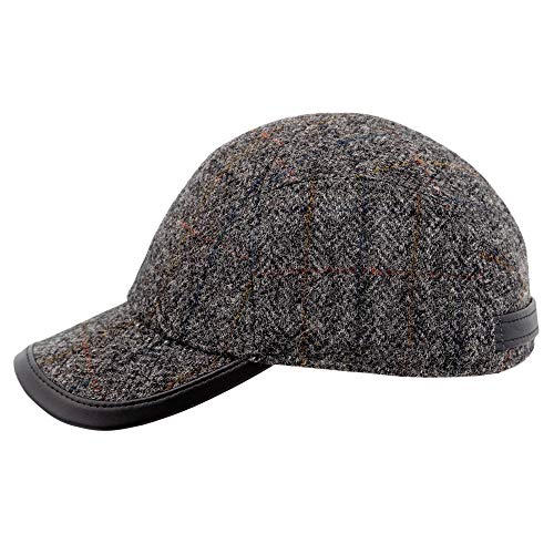 Sterkowski Granite State | Harris Tweed Baseball Mütze Wintermütze Herren Damen Basecap Schiebermütze Winterkappe Baseballmütze Kappe Mützen Damen Classic 60 cm Grau von Sterkowski