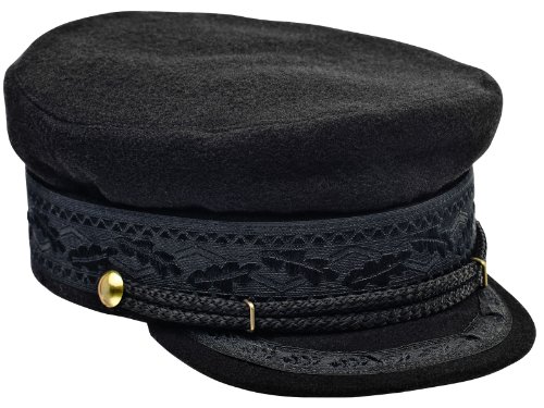 Sterkowski Hamburg Segelmütze | Wolle Skippermützen für Frauen und für Herren | kapitänsmütze Herren Cap Herren Docker Cap schiebermütze Herren kapitän mütze Chauffeur mütze 62 cm Schwarz von Sterkowski