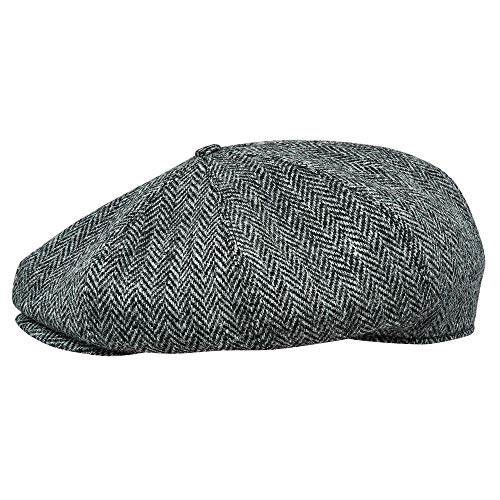 Sterkowski Peaky Style | Harris Tweed Schiebermütze für Herren | Schiebermütze Herren Cabrio Mütze Herren Schirmmützen für Herren Gatsby Cap 62 cm Schwarz/Grau von Sterkowski