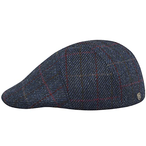 Sterkowski Ivy Five Flatcap Herren | Harris Tweed Schiebermütze Herren Tweed | Baskenmütze Herren Schiebermütze Winter Schirmmütze Herren Winter Irische Mütze Herren 55 cm Blau/Rot von Sterkowski