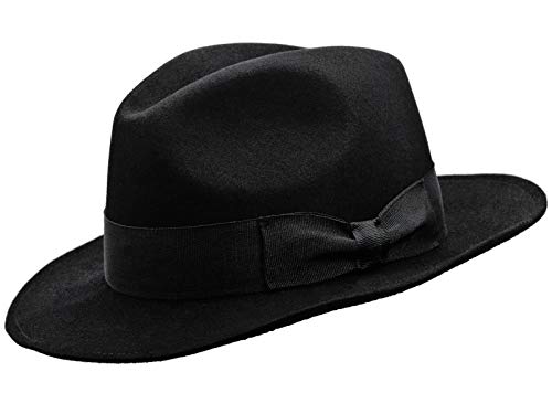 Sterkowski Kaninchenwolle Fedora Filzhut Vintage Bogart Hut 59 cm Schwarz von Sterkowski