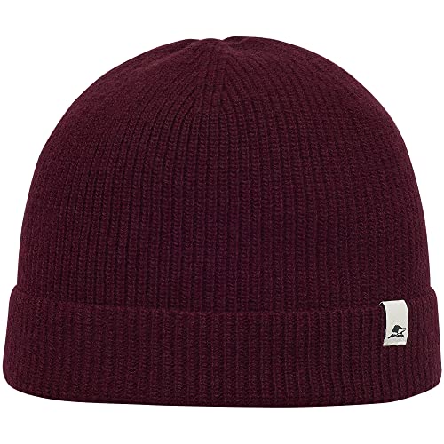 Sterkowski Kingfish Strickmütze | Merinowolle und Recyceltem Kaschmir Beanie für Herren und Frauen | Rippenrand Still Wintermütze Herren Beanie Mütze Herren Fisherman Beanie 54-62 cm Rot/Braun von Sterkowski