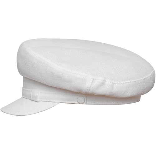 Sterkowski Danube Modell 6 | Leinen Schirmmütze für Herren und Damen | Sommer Traditionelle Maciejowka Schirm Vintage Fiddler Retro Marien Elbsegler Marine Cap Frühling Schiffermütze Weiss 59 von Sterkowski