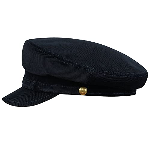 Sterkowski Lennon Mütze | 100% Baumwollkord Breton-Stil Mütze für Herren und Frauen | schiebermütze Herren schirmmütze Damen sommermütze Herren Cap Damen Sommer caps männer 54 cm Marineblau von Sterkowski