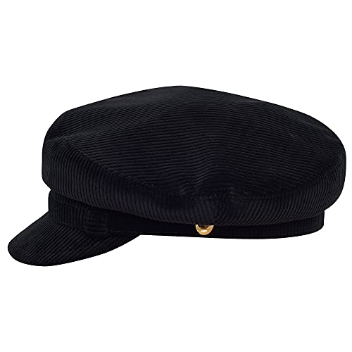 Sterkowski Lennon Mütze | 100% Baumwollkord Breton-Stil Mütze für Herren und Frauen | schiebermütze Herren schirmmütze Damen sommermütze Herren Cap Damen Sommer caps männer 54 cm Schwarz von Sterkowski