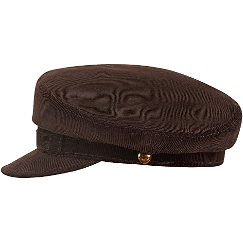 Sterkowski Lennon Mütze | 100% Baumwollkord Breton-Stil Mütze für Herren und Frauen | schiebermütze Herren schirmmütze Damen sommermütze Herren Cap Damen Sommer caps männer 60 cm Braun von Sterkowski