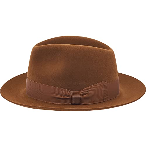 Sterkowski MOSCA Kaninchenhaar Fedora Hut Klassischer Form Vintage Wetterfest 61 cm Braun von Sterkowski