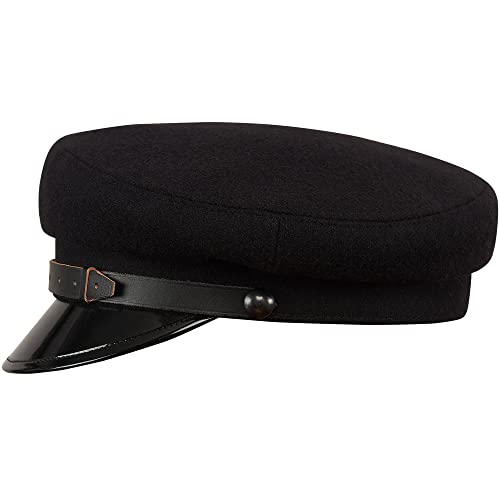 Sterkowski Maciejowka Model 1 Mütze | Wolle Schirmmütze für Herren und Frauen | Schirmmütze Herren Elbsegler Mütze Herren Schirmmütze Damen Chauffeur Mütze Visor Cap Damen 55 cm Schwarz von Sterkowski