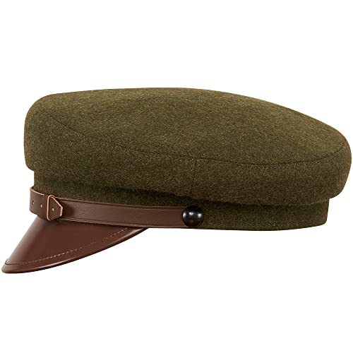 Sterkowski Maciejowka Model 1 Mütze | Wolle Schirmmütze für Herren und Frauen | Schirmmütze Herren Elbsegler Mütze Herren Schirmmütze Damen Chauffeur Mütze Visor Cap Damen 63 cm Khaki von Sterkowski