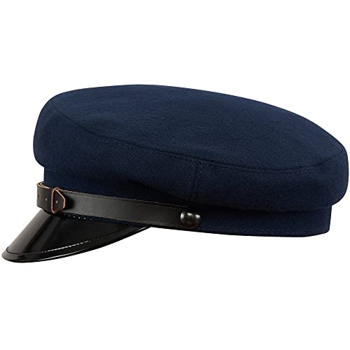Sterkowski Maciejowka Model 1 | Wolle Schirmmütze für Herren und Frauen | Elbsegler Damen Chauffeur Visor Cap 57 cm Dunkelblau von Sterkowski