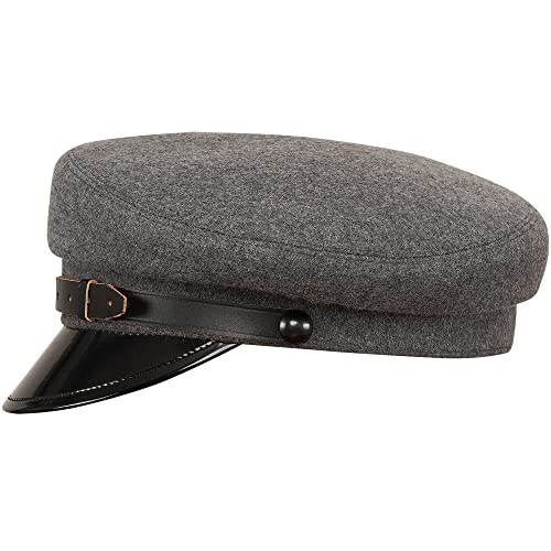 Sterkowski Maciejówka Model 1 | Wolle Schirmmütze für Herren und Frauen | Elbsegler Mütze | Chauffeur Visor Cap | 60 cm Grau/Schwarz von Sterkowski