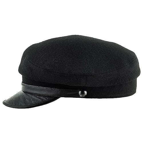 Sterkowski Maciejowka Model 4 Seemannsmütze | Wolle Schirmmütze für Herren und Frauen | Elbsegler Mütze | Chauffeur Schiebermütze 61 cm Schwarz von Sterkowski