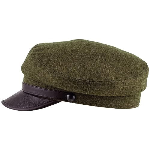 Sterkowski Maciejowka Model 4 Seemannsmütze| Wolle Schirmmütze für Herren und Frauen | schiebermütze Herren elbsegler mütze Herren schirmmützen für Herren Chauffeur 56 cm Khaki/Braun von Sterkowski