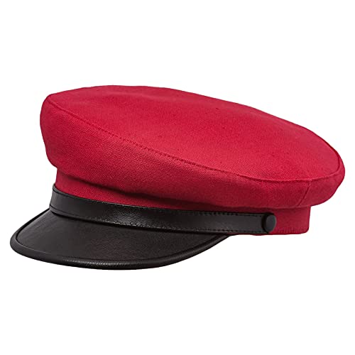 Sterkowski Maciejowka Model 7 | Leinen Schirmmütze für Herren und Frauen | Kapitänsmütze Herren Fischerhut Herren Elbsegler Mütze Herren Schildmütze Damen Visor Cap Herren 55 cm Rot/Schwarz von Sterkowski