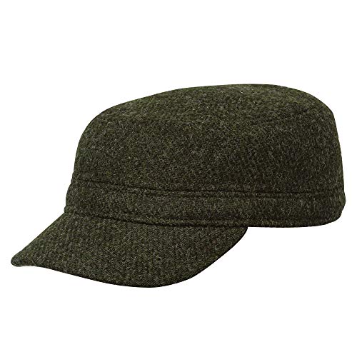 Sterkowski Modell Big Pike | Harris Tweed Schiebermütze für Herren | Schirm Trucker Cap Winter Tactical Army Bundeswehr 57 cm Khaki von Sterkowski