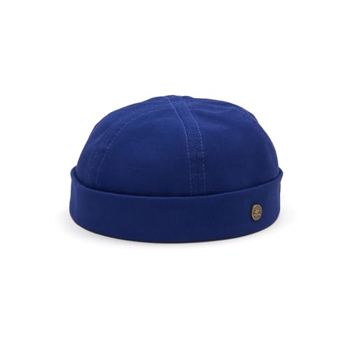 Sterkowski Modell Docker | 100% Baumwolle Panama-Bindung Beanie für Herren und Damen | Ohne Schirm Biker Cap Fisherman Hafenarbeiter Modische Skull Urban Sommer Style Kurz Fahrrad Blau 64 von Sterkowski