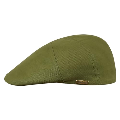 Sterkowski Modell Ivy Five | 100% Gekämmte Baumwolle Schiebermütze für Herren und Damen | Flatcap Klassische Kappe Leichte Sommer Hautfreundliche Handgenäht Retro Vintage Casual Grüne Olive 60 von Sterkowski