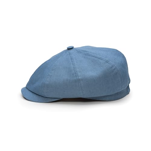 Sterkowski Modell Rowdy | 100% Leinen Schiebermütze für Herren und Frauen | Gatsby Sonnen Sommer Vintage Flatcap Elegante Retro Peaky Stylische Outdoor Modische Damen Kappe Baker Boy Hellblau 61 von Sterkowski
