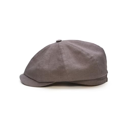 Sterkowski Modell Rowdy | 100% Leinen Schiebermütze für Herren und Frauen | Gatsby Sonnen Sommer Vintage Flatcap Elegante Retro Peaky Stylische Outdoor Modische Damen Kappe Baker Boy Mittelgrau 55 von Sterkowski