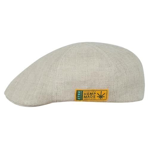 Sterkowski Modell Rusty | 100% Hanf Schiebermütze für Herren und Frauen | Cabrio Sommer Flatcap Fisherhut Golf Newsboy Sportliche Gatsby Schirm Irische Kappe Vintage Klassish Sonnen Beige 57 von Sterkowski