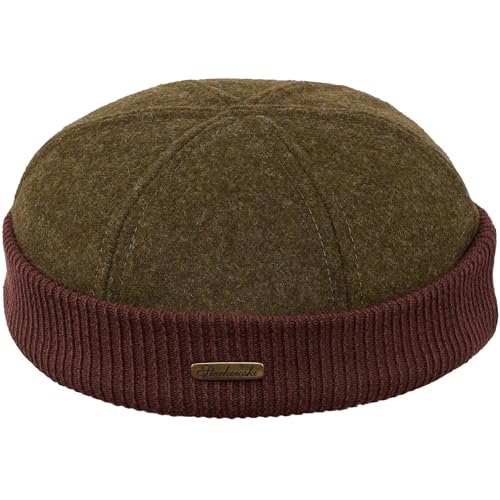 Sterkowski Navy Watch | Wolle Beanie Kappe für Herren und Frauen | Docker Cap Leon der Profi Beanie Herren Fahrrad Mütze Kapitänsmütze Herren Wintermütze Herren 56 cm Khaki/Braun von Sterkowski