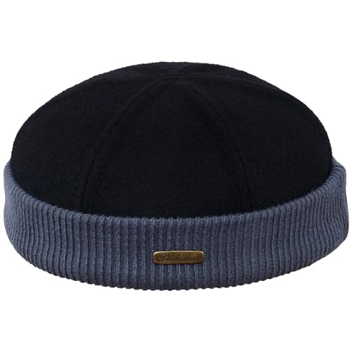 Sterkowski Navy Watch | Wolle Beanie Kappe für Herren und Frauen | Docker Cap Leon der Profi Beanie Herren Fahrrad Mütze Kapitänsmütze Herren Wintermütze Herren 56 cm Schwarz/Grau von Sterkowski